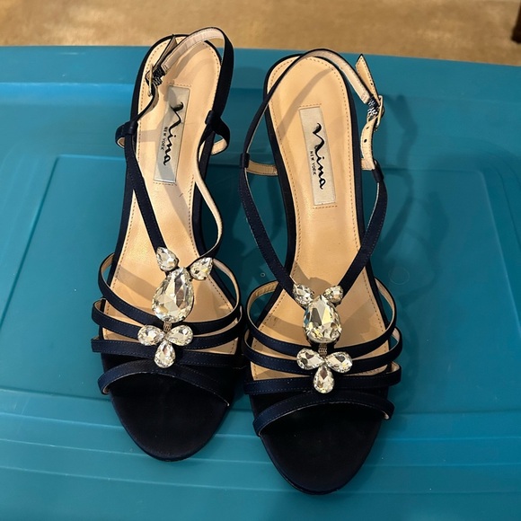 Nina Blue Heels with Sparkling Embellishments - Picture 2 of 7